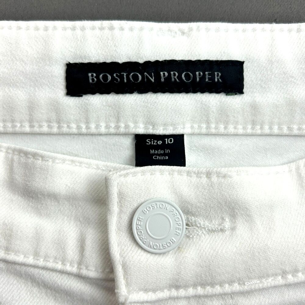 Boston Proper White Denim Wide Leg Jeans Size 10 - Picture 4 of 11